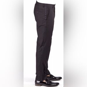 Azarman Slim Fit Tuxedo Flat Front Pants Black 36Wx32L NWT IN PACKAGE